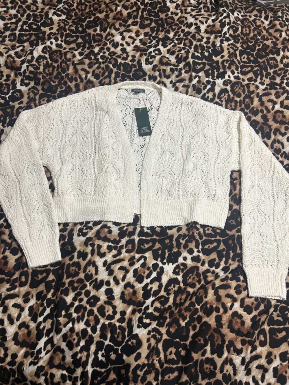wild fable Cream Cable-Knit Cropped Cardigan